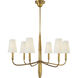 Thomas O'Brien Farlane 6 Light 34 inch Hand-Rubbed Antique Brass Chandelier Ceiling Light in Linen, Small