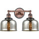 Franklin Restoration Large Bell 2 Light 18 inch Antique Copper Bath Vanity Light Wall Light in Silver Plated Mercury Glass
