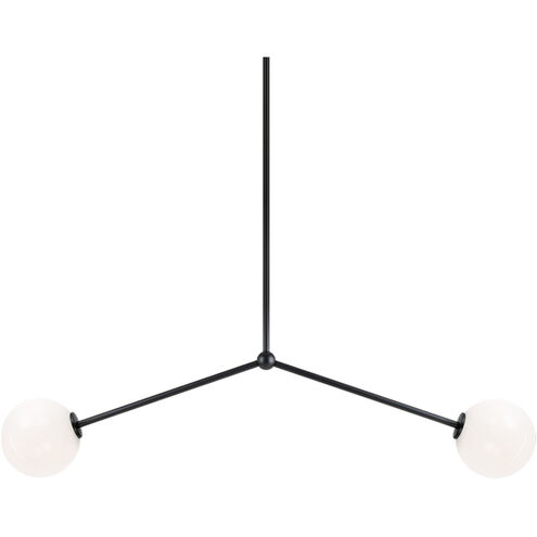 Novo 2 Light 5.88 inch Black Pendant Ceiling Light in Black and Opal Glass