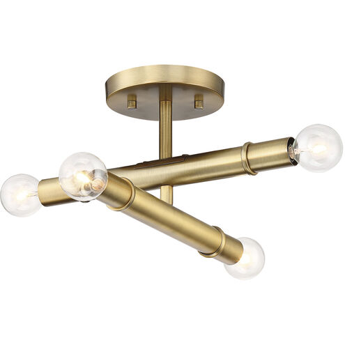 Emmett 4 Light 12 inch Old Satin Brass Semi-Flush Ceiling Light
