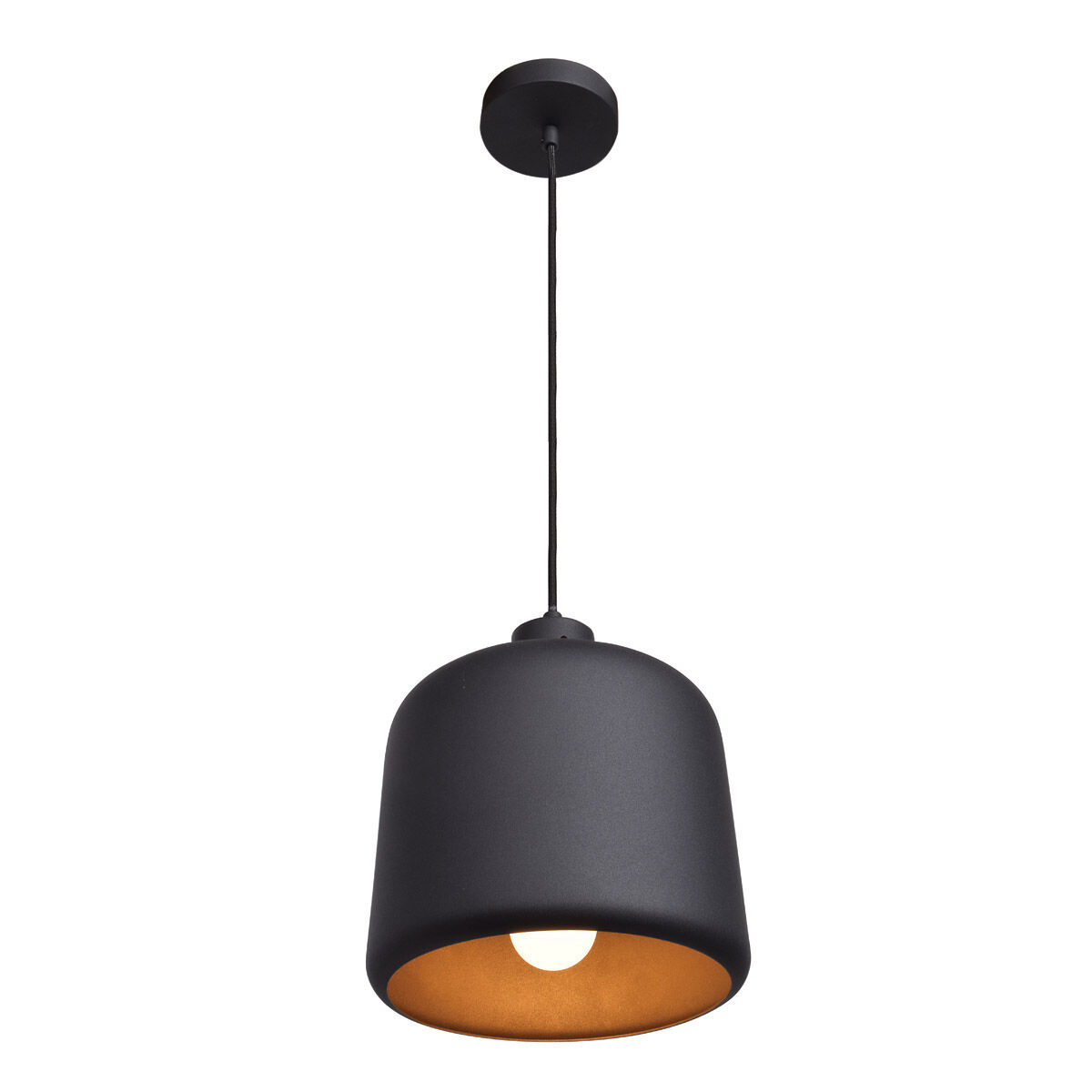 Forge 1 Light 10 inch Matte Black Outer and Matte Gold Inner Pendant Ceiling Light