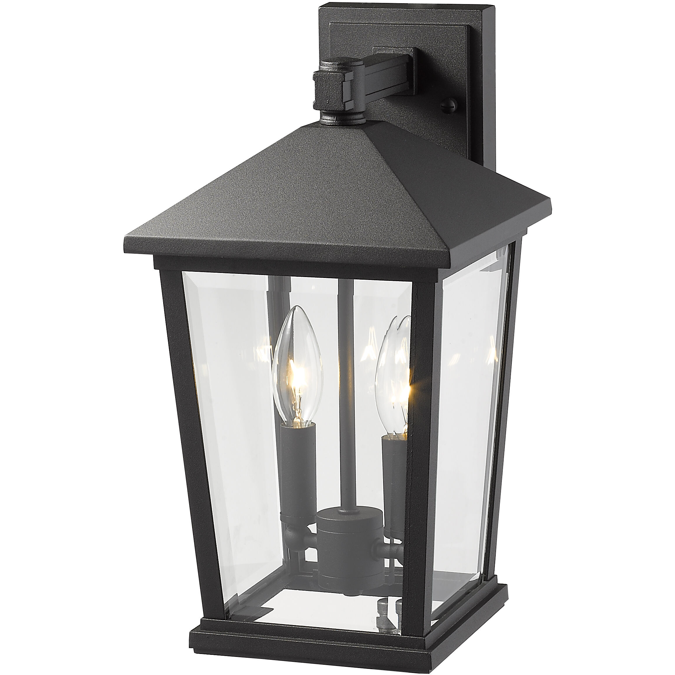 Beacon 2 Light 15 inch Black Outdoor Wall Light