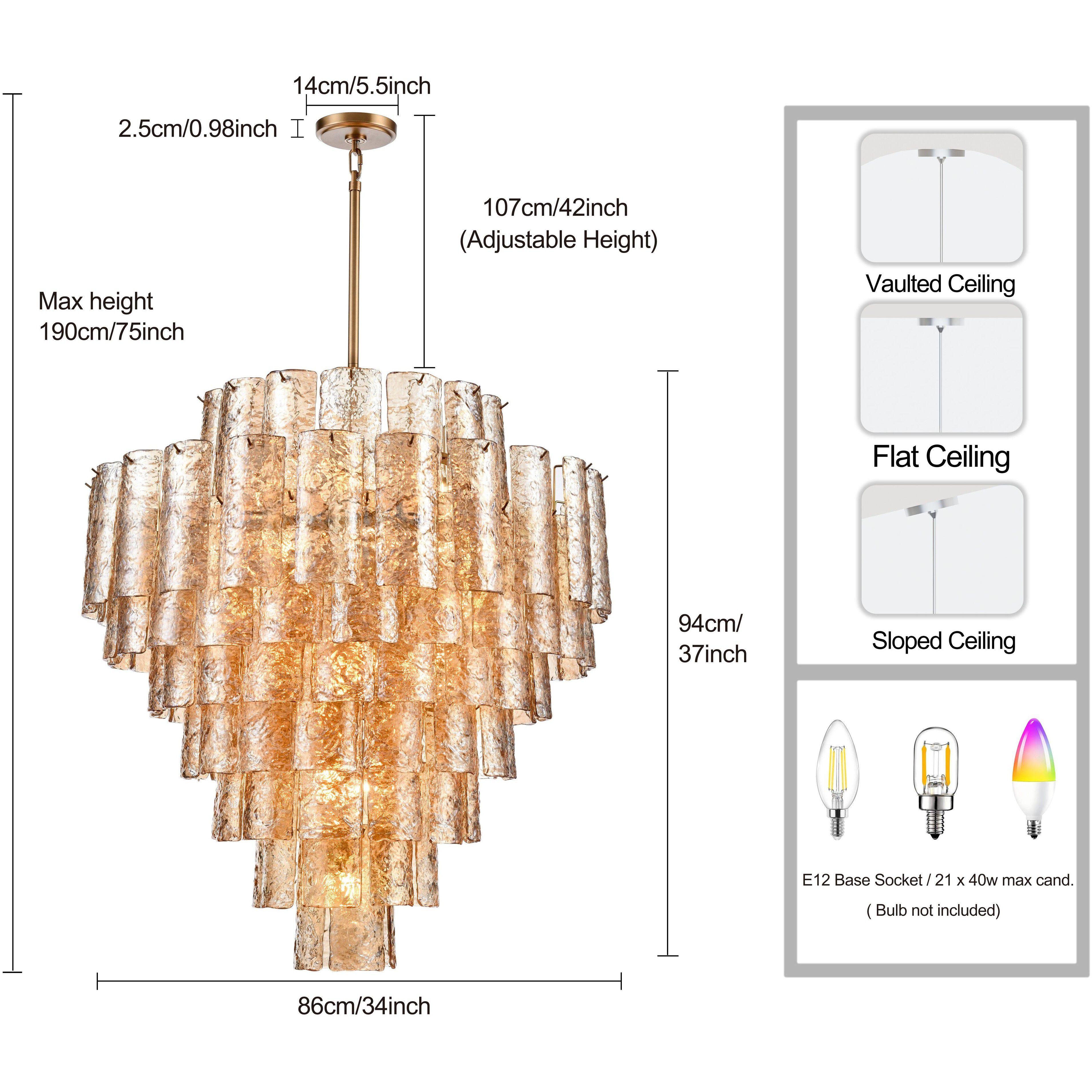 Fire and Ice 21 Light 34 inch Lacquered Gold Chandelier Ceiling Light in Champagne Glass