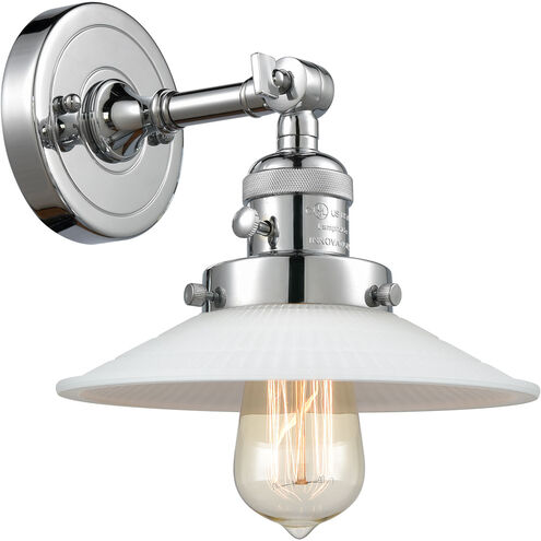 Franklin Restoration Halophane 1 Light 9 inch Polished Chrome Sconce Wall Light in Matte White Halophane Glass, Franklin Restoration