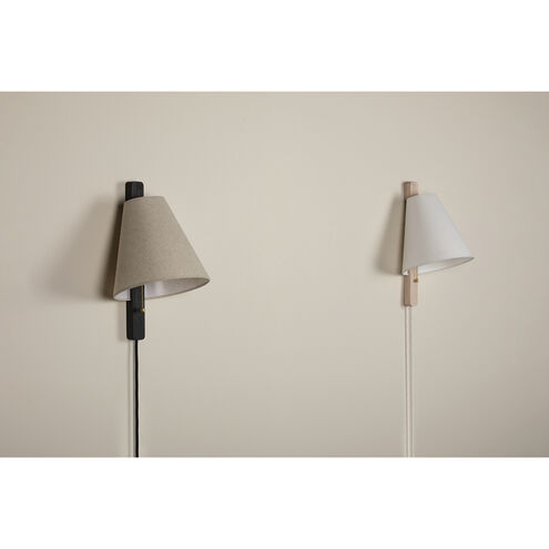 Ellen 1 Light Aged Brass/Wood Whitewash Plug-In Sconce Wall Light