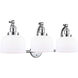 Franklin Restoration Large Bell 3 Light 28 inch Polished Chrome Bath Vanity Light Wall Light in Matte White Glass, Franklin Restoration