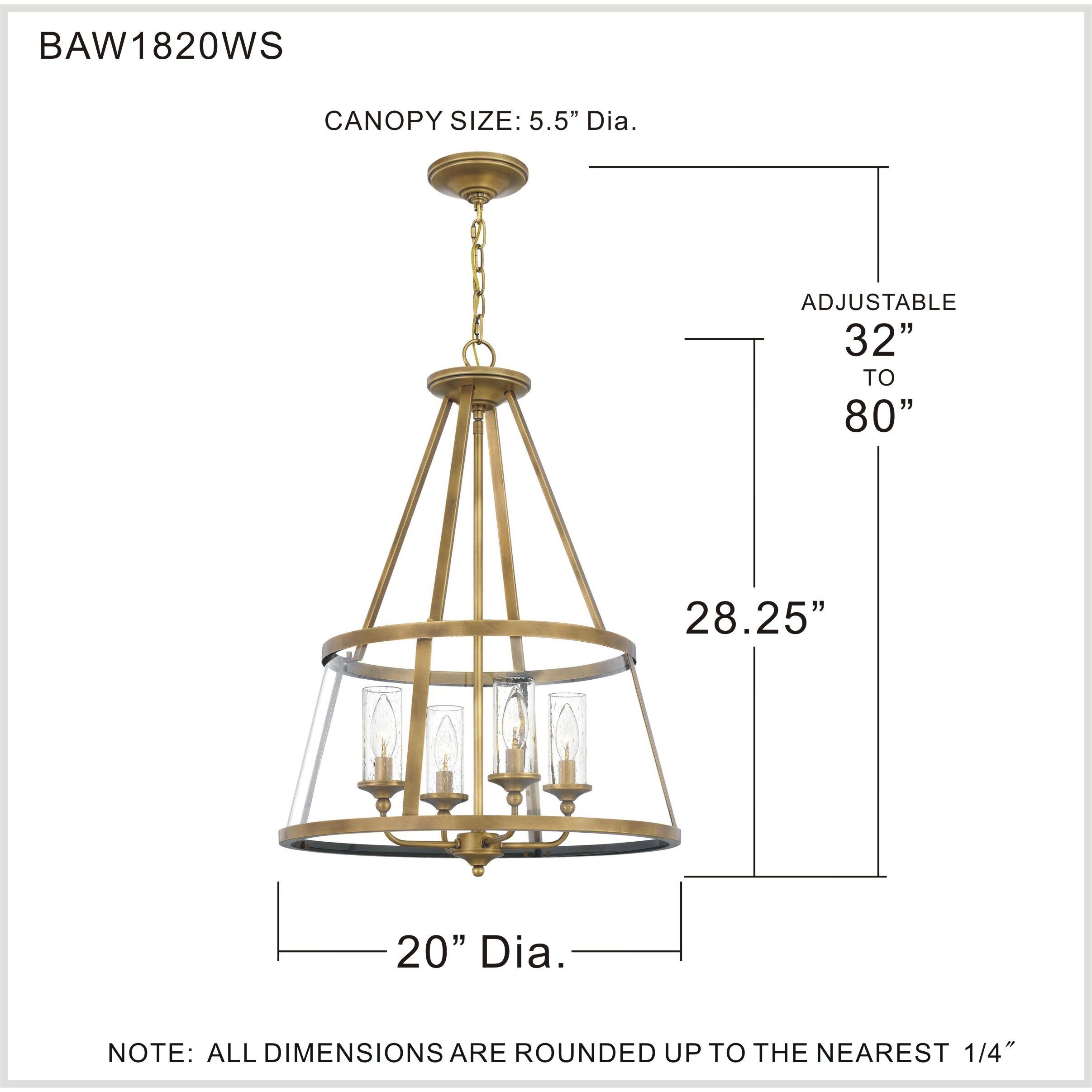 Barlow 4 Light 20 inch Weathered Brass Pendant Ceiling Light