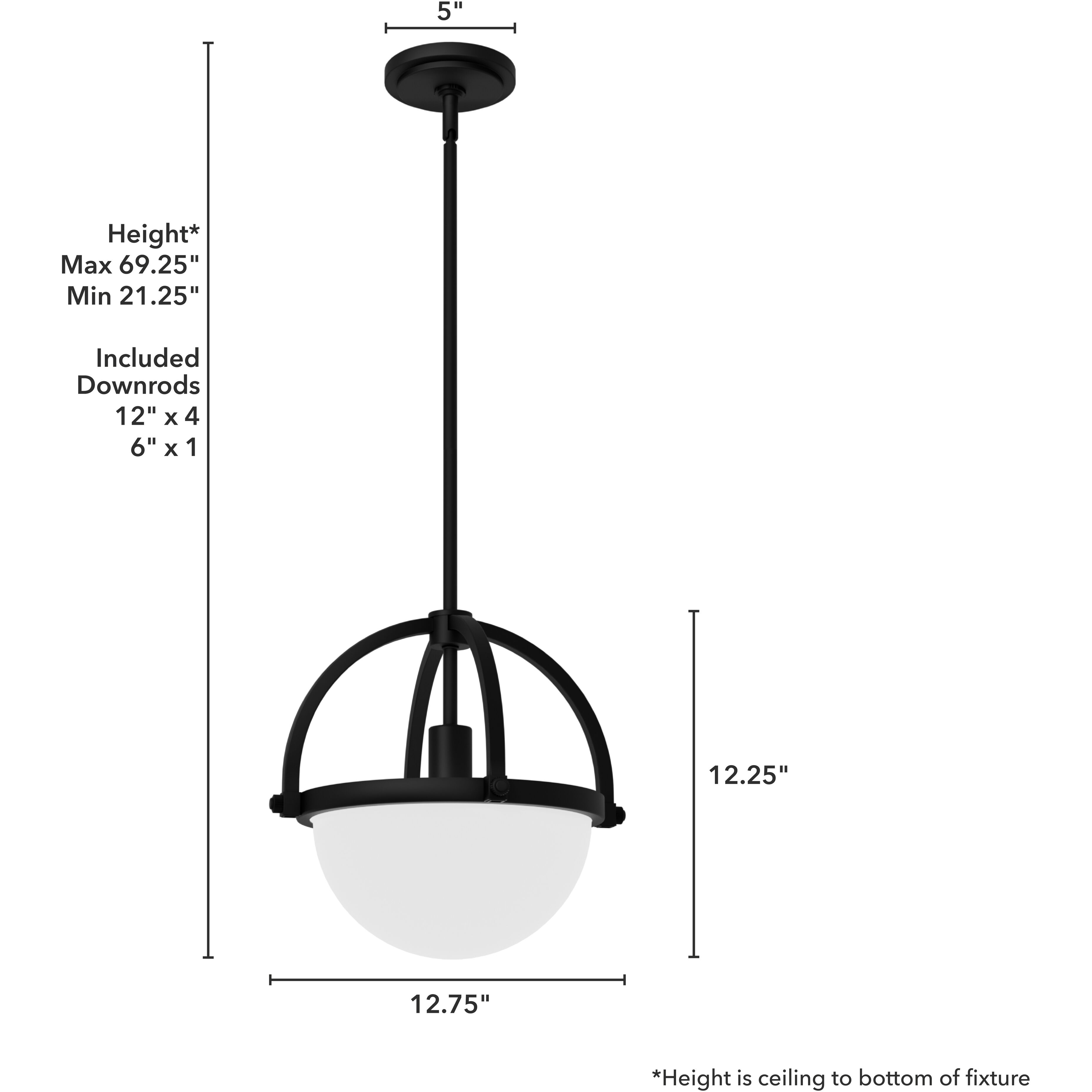 Wedgefield 1 Light 12.75 inch Matte Black Pendant Ceiling Light