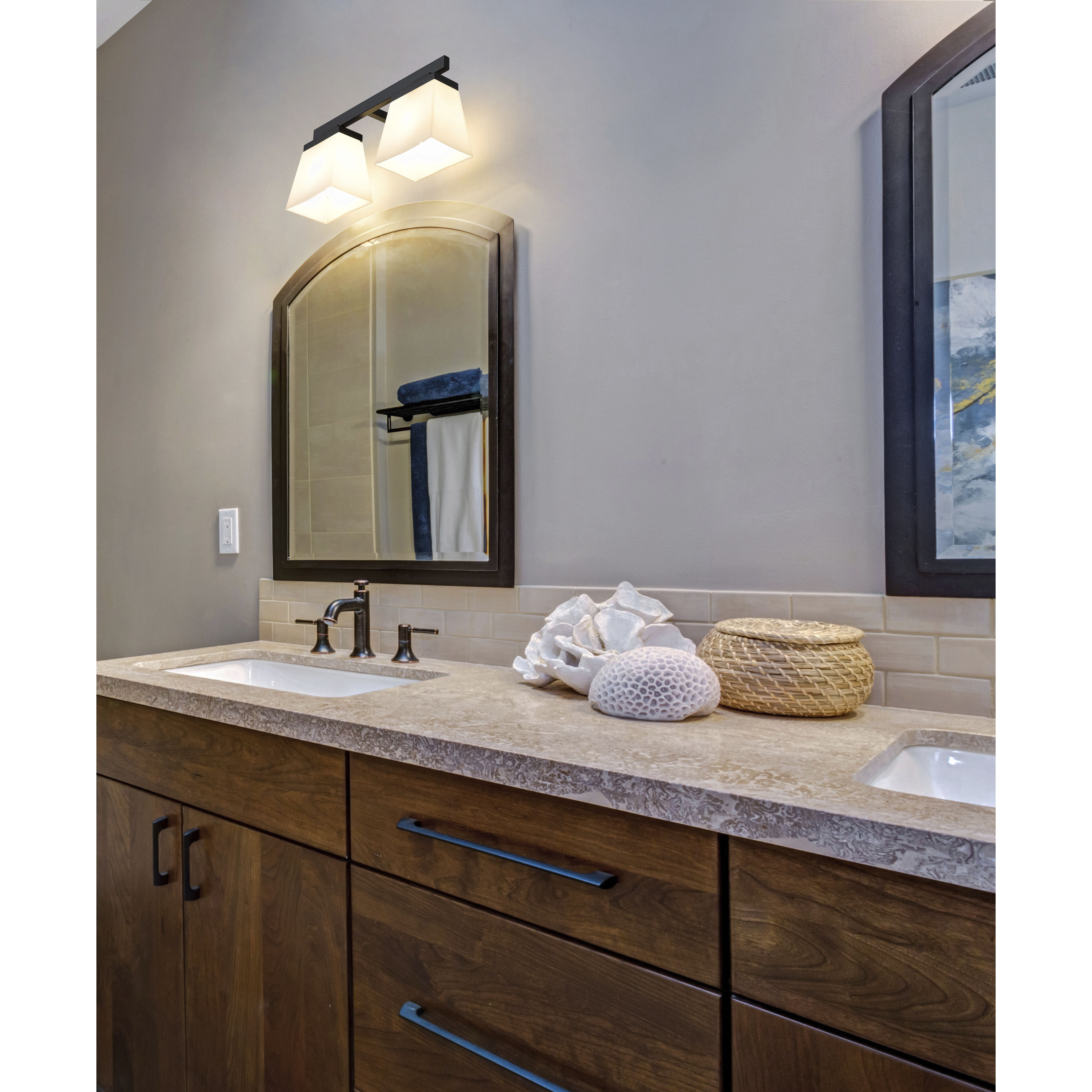 Astor 2 Light 16 inch Matte Black Vanity Wall Light