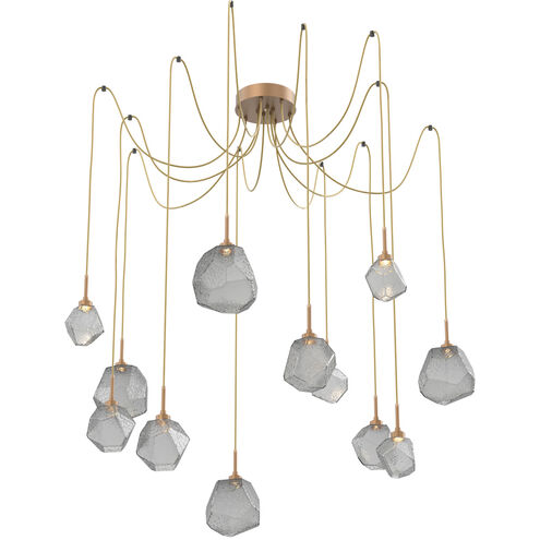 Gem LED 17 inch Novel Brass Swag Multi-Pendant Ceiling Light in 3000K LED, Smoke