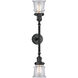 Franklin Restoration Small Canton 2 Light 17 inch Matte Black Bath Vanity Light Wall Light in Clear Glass, Franklin Restoration