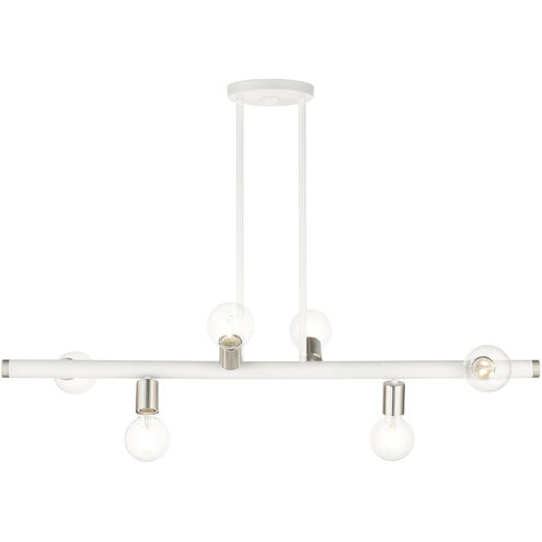 Bannister 6 Light 37 inch White Linear Chandelier Ceiling Light