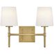 Saunders 2 Light 13.75 inch Lacquered Brass Bath Light Wall Light