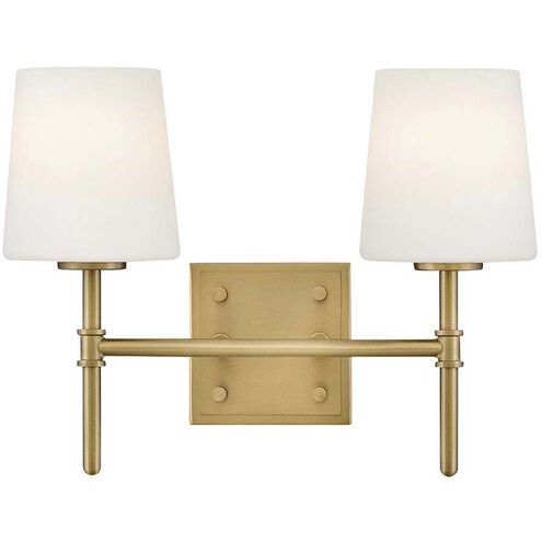 Saunders 2 Light 13.75 inch Lacquered Brass Bath Light Wall Light