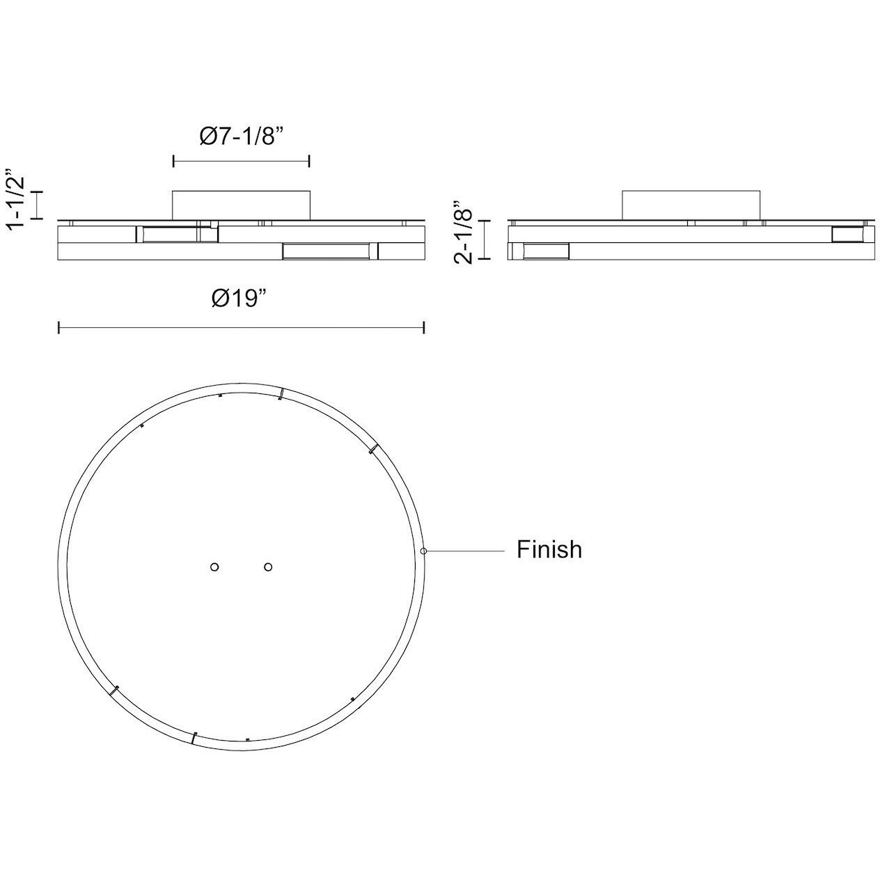 Anello Minor 19 inch Brushed Nickel Flush Mount Ceiling Light