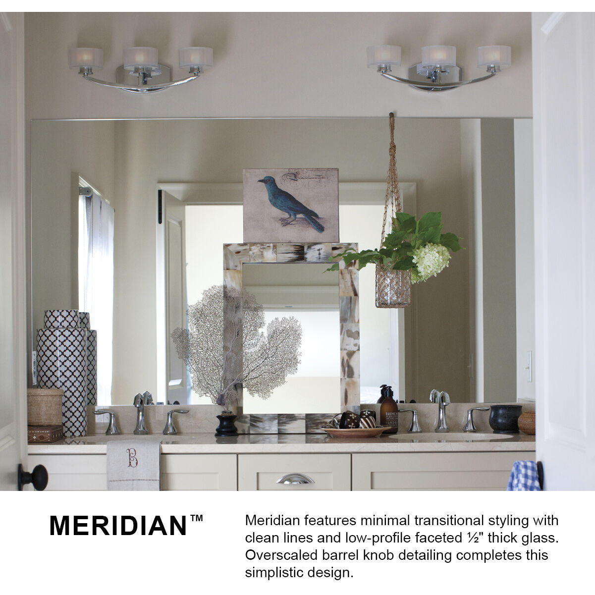 Meridian 4 Light 29 inch Chrome Vanity Light Wall Light 