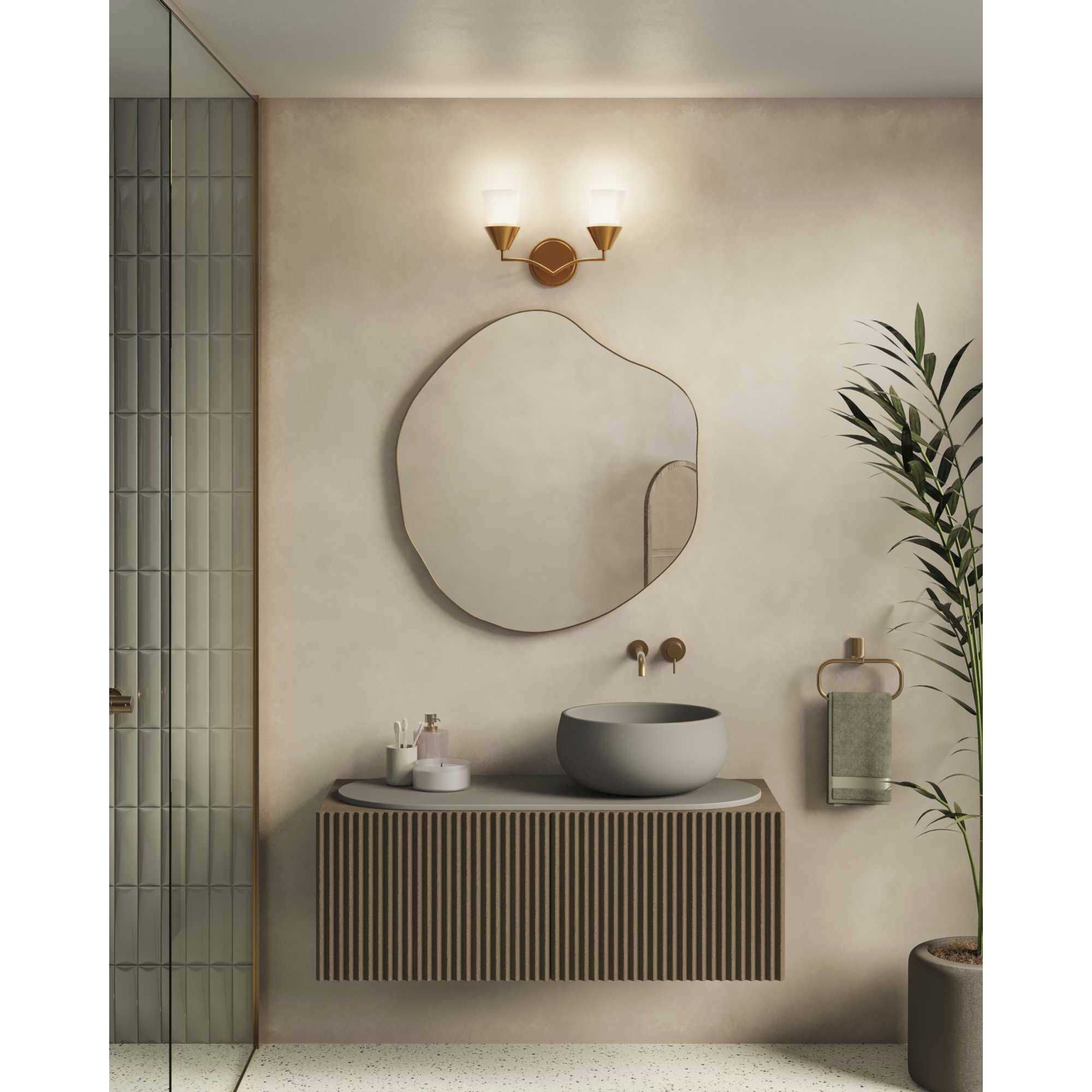 Pinellas 2 Light 15 inch Soft Gold Vanity Light Wall Light, Design Series