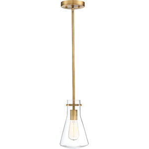 Industrial 1 Light 6.25 inch Natural Brass Pendant Ceiling Light