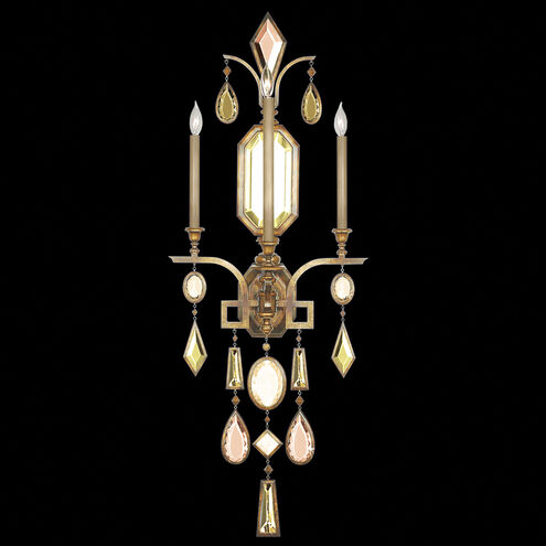 Encased Gems 3 Light 19 inch Gold Sconce Wall Light in Multi-Colored Crystal