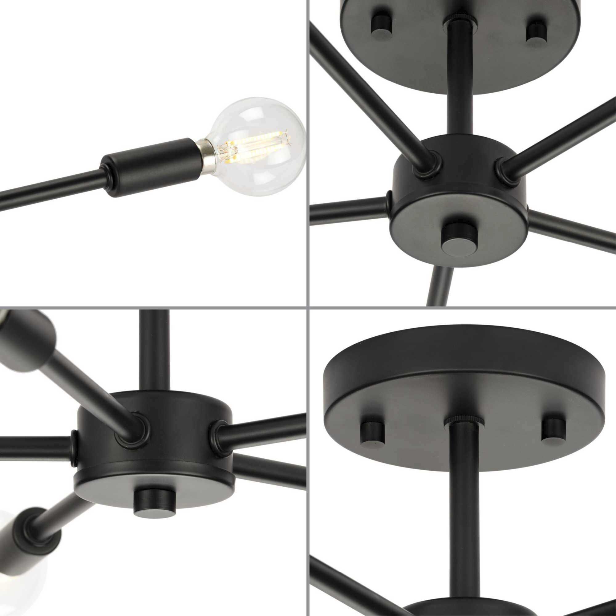Delayne 5 Light 16 inch Matte Black Semi-Flush Mount Ceiling Light