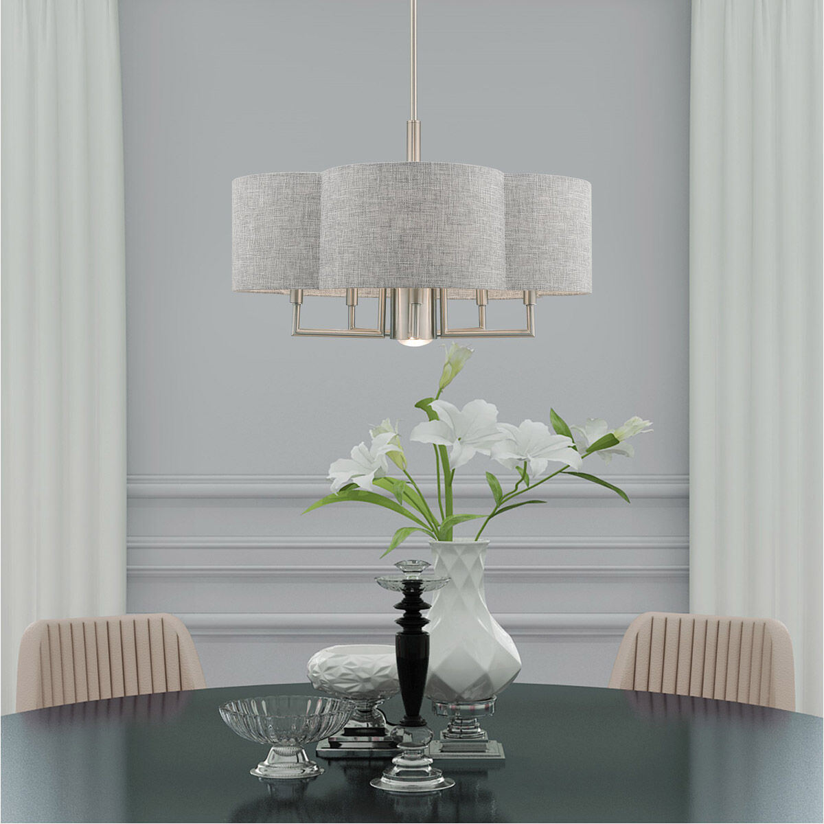 Kalmar 6 Light 24 inch Brushed Nickel Pendant Chandelier Ceiling Light