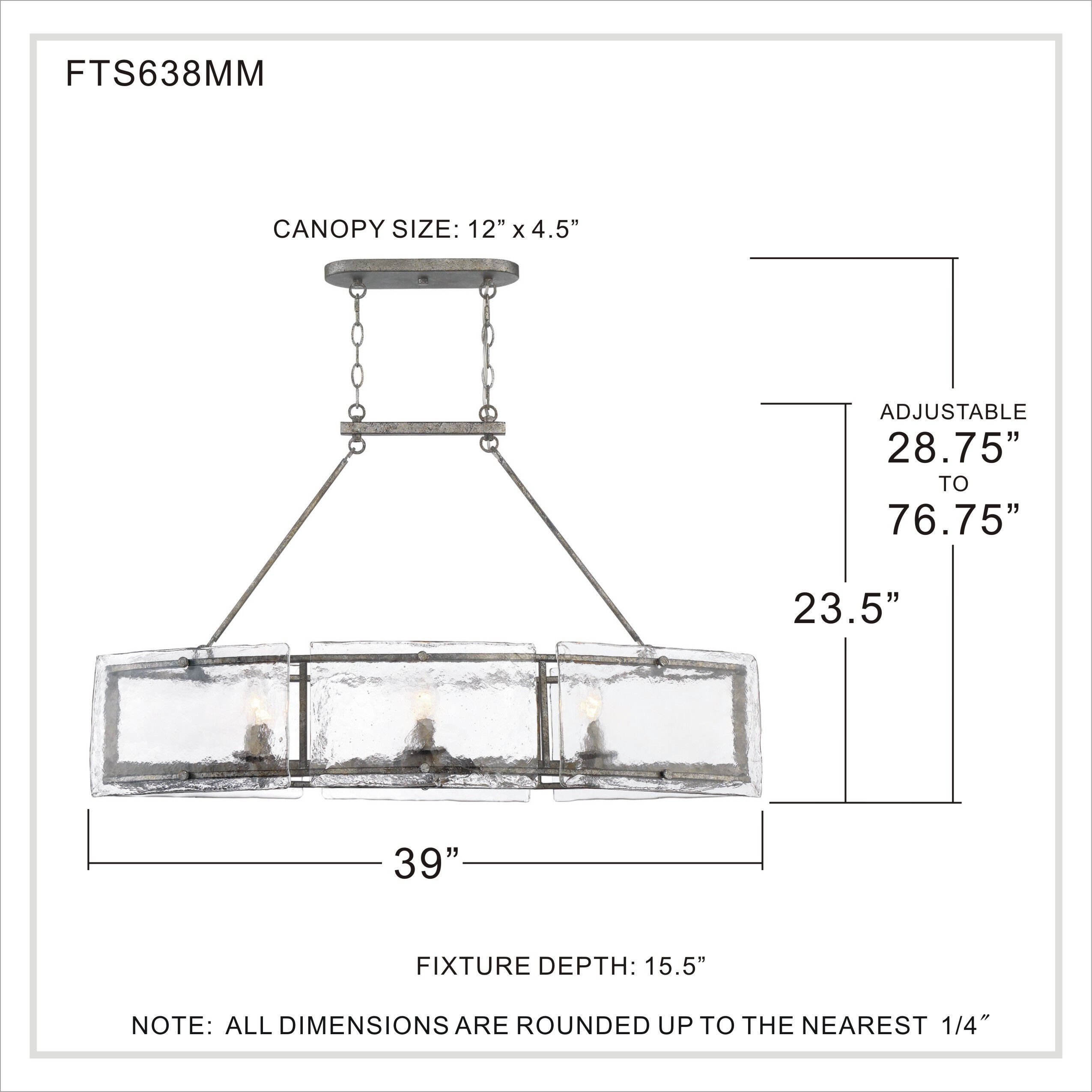 Fortress 6 Light 39 inch Mottled Silver Island Chandelier Ceiling Light