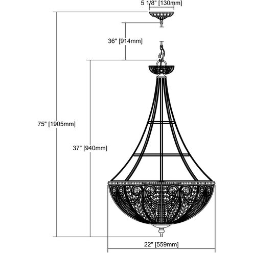 Elizabethan 8 Light 22 inch Dark Bronze Chandelier Ceiling Light in Incandescent