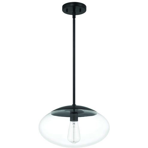 Gaze 1 Light 14 inch Flat Black Pendant Ceiling Light in Clear Glass