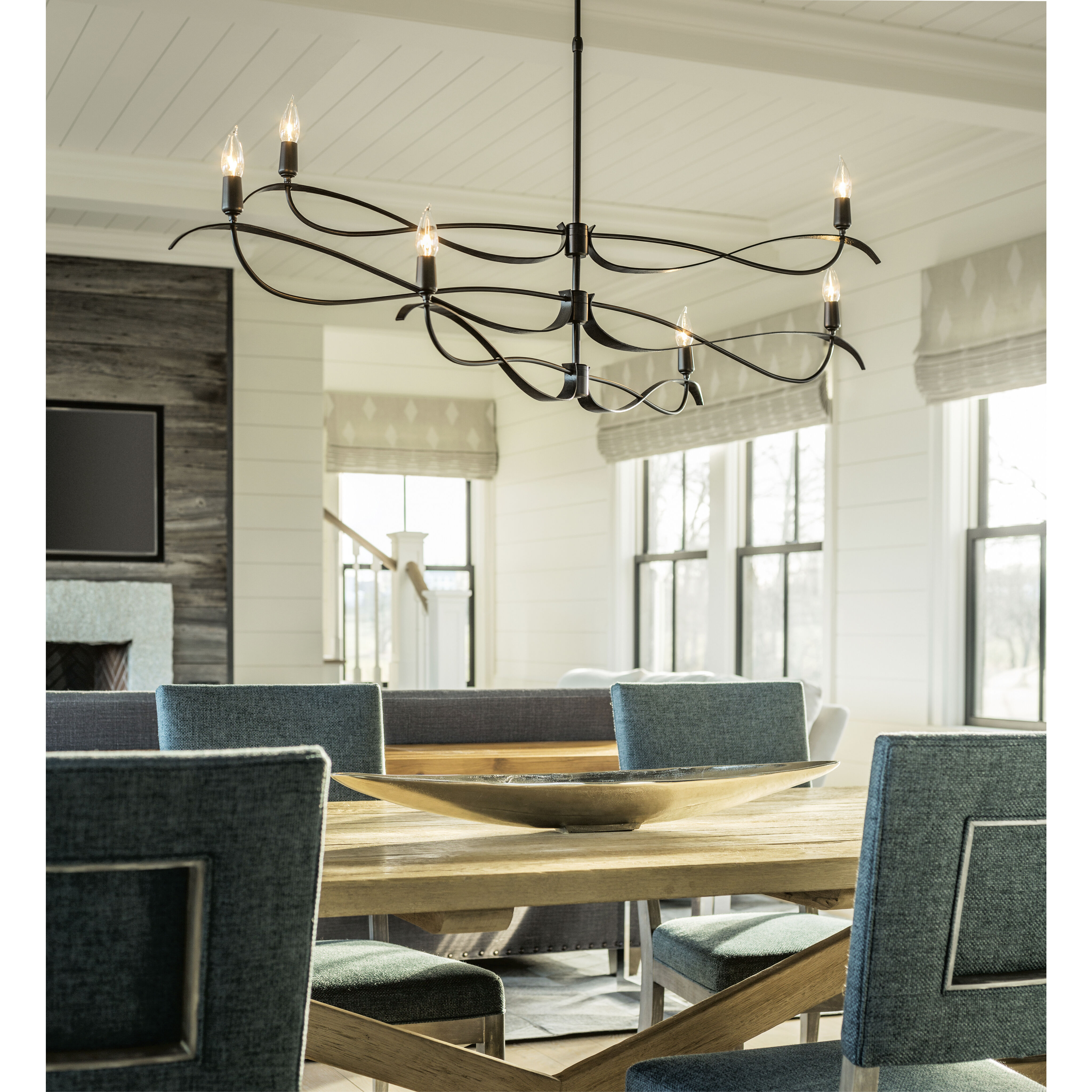 Willow 6 Light 59.4 inch Vintage Platinum Chandelier Ceiling Light, Large