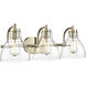 Knightsdale 3 Light 25.25 inch Modern Gold Bathroom Vanity Light Wall Light