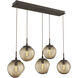 Aster Incandescent 5 Light Flat Bronze Linear Pendant Ceiling Light in Bronze Aster, Multi-Port