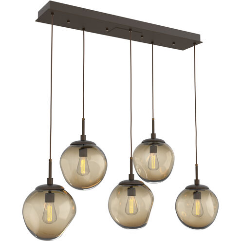Aster Incandescent 5 Light Flat Bronze Linear Pendant Ceiling Light in Bronze Aster, Multi-Port