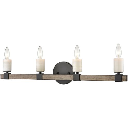 Stone Manor 4 Light 30 inch Matte Black with Aspen Vanity Light Wall Light