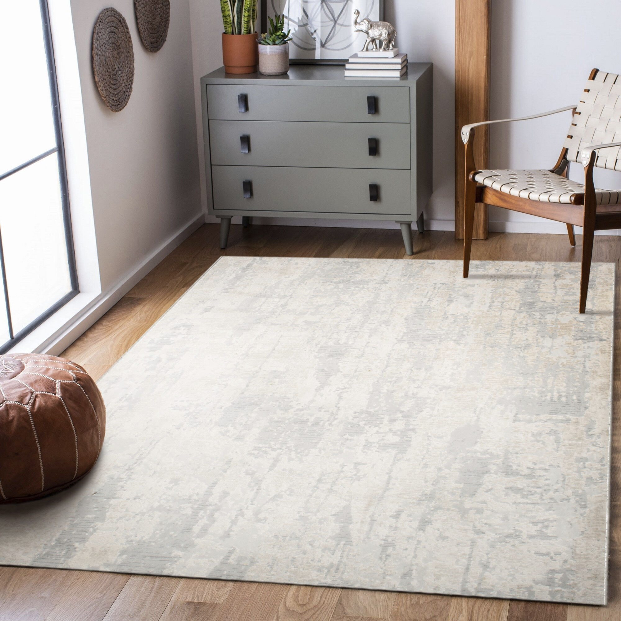 Ariella 59.1 X 59.1 inch Cream and Grey Indoor Rug, Small