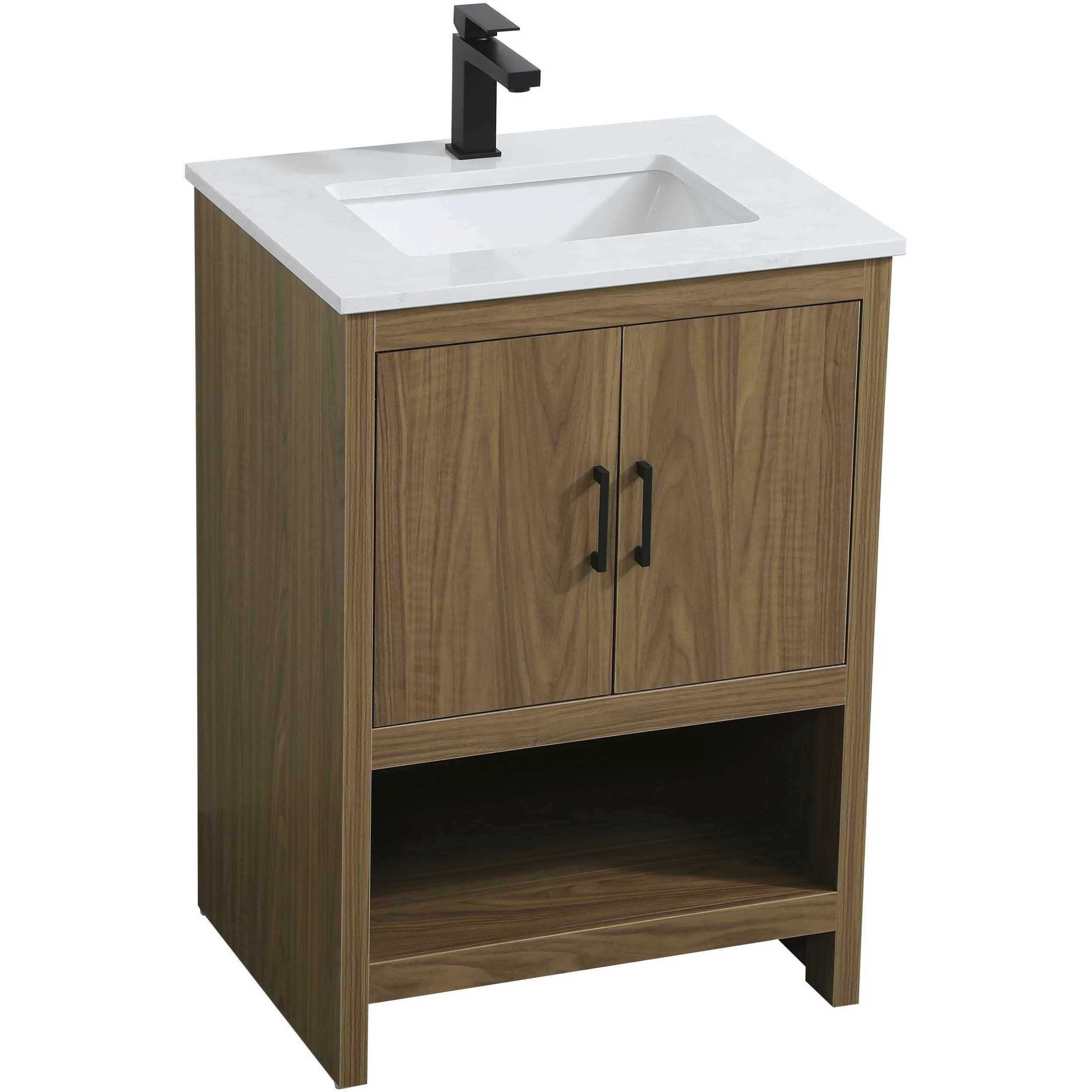 Ira 24 X 34 inch Walnut Brown Bathroom Vanity Cabinet