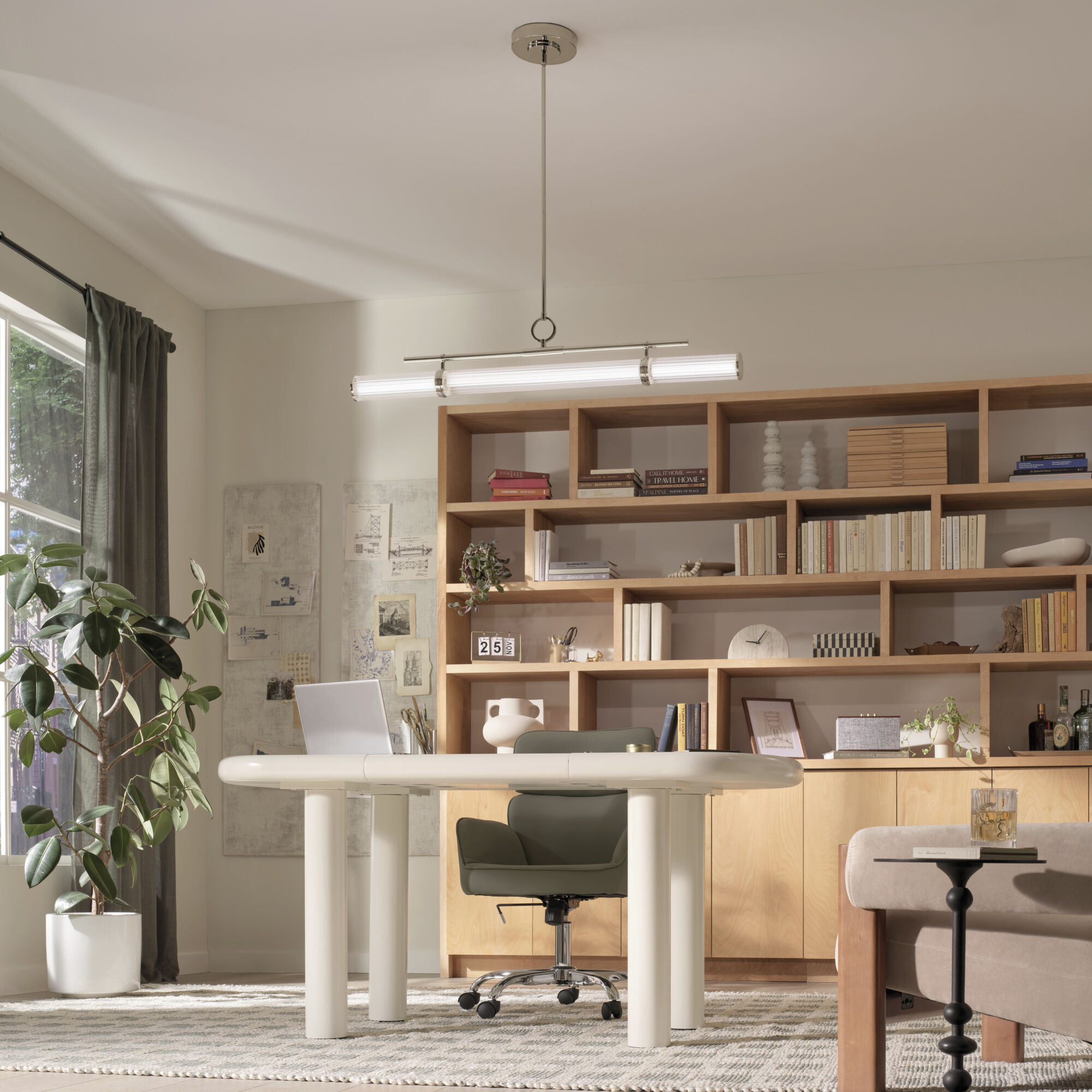 Riven LED 8 inch Polished Nickel Chandelier Linear Ceiling Light