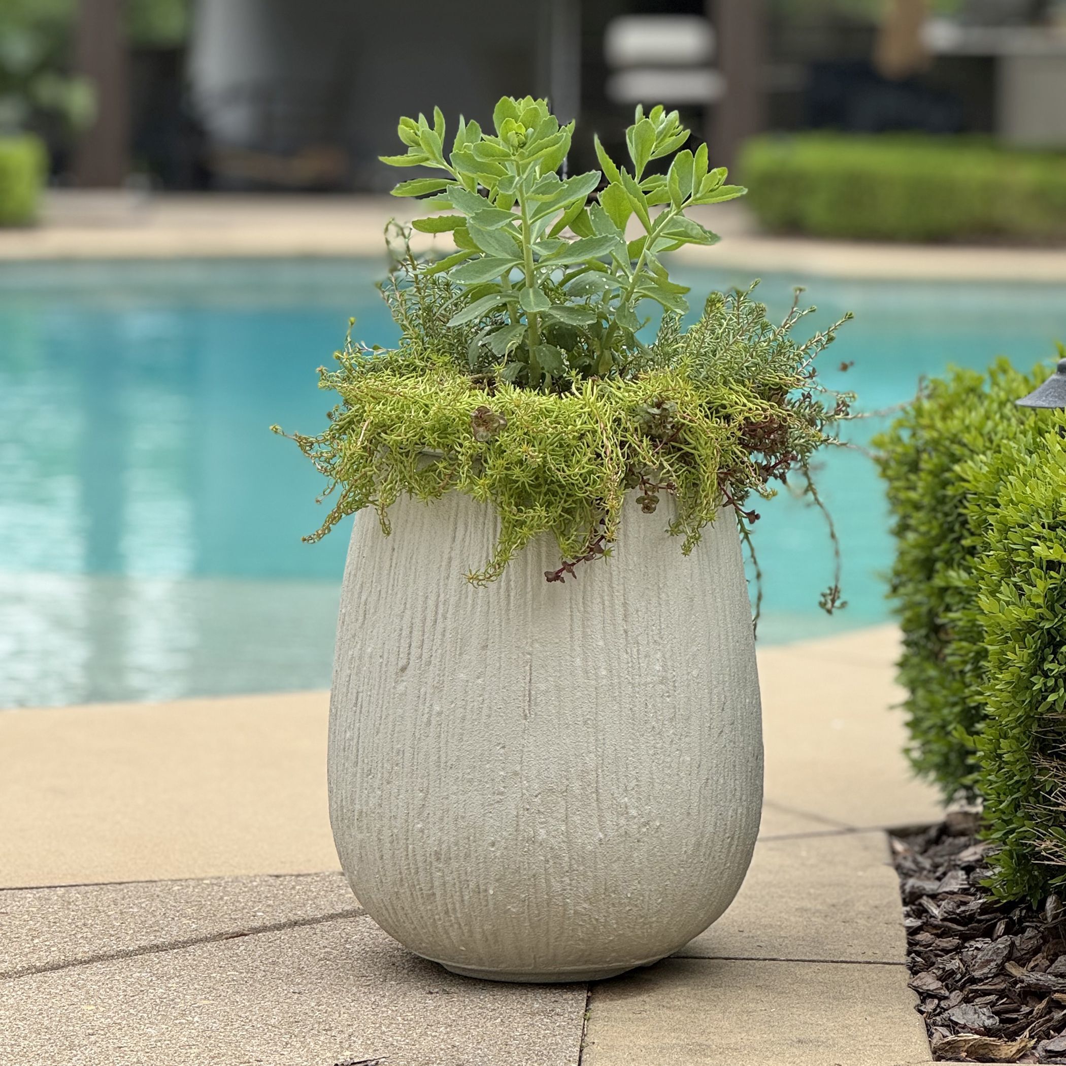 Rustic Ridge Off-White Outdoor Planter