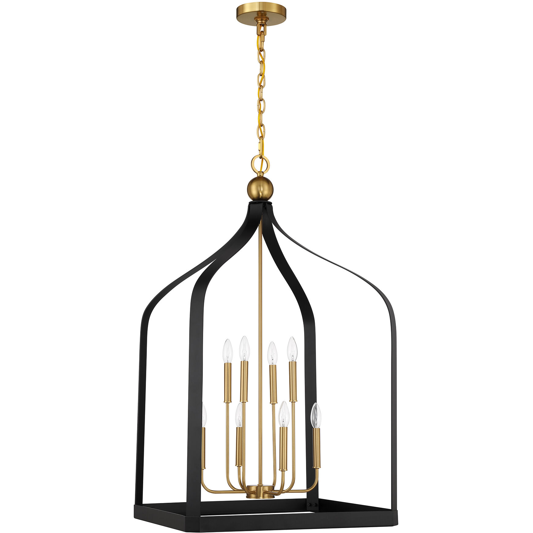Sheffield 8 Light 23.5 inch Black with Warm Brass Accents Pendant Ceiling Light