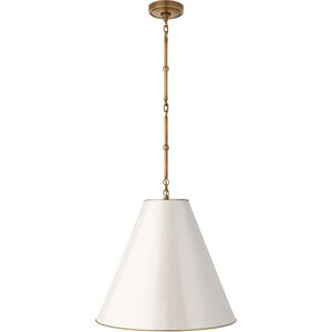 Thomas O'Brien Goodman 1 Light 18 inch Hand-Rubbed Antique Brass Hanging Shade Ceiling Light in Antique White, Medium