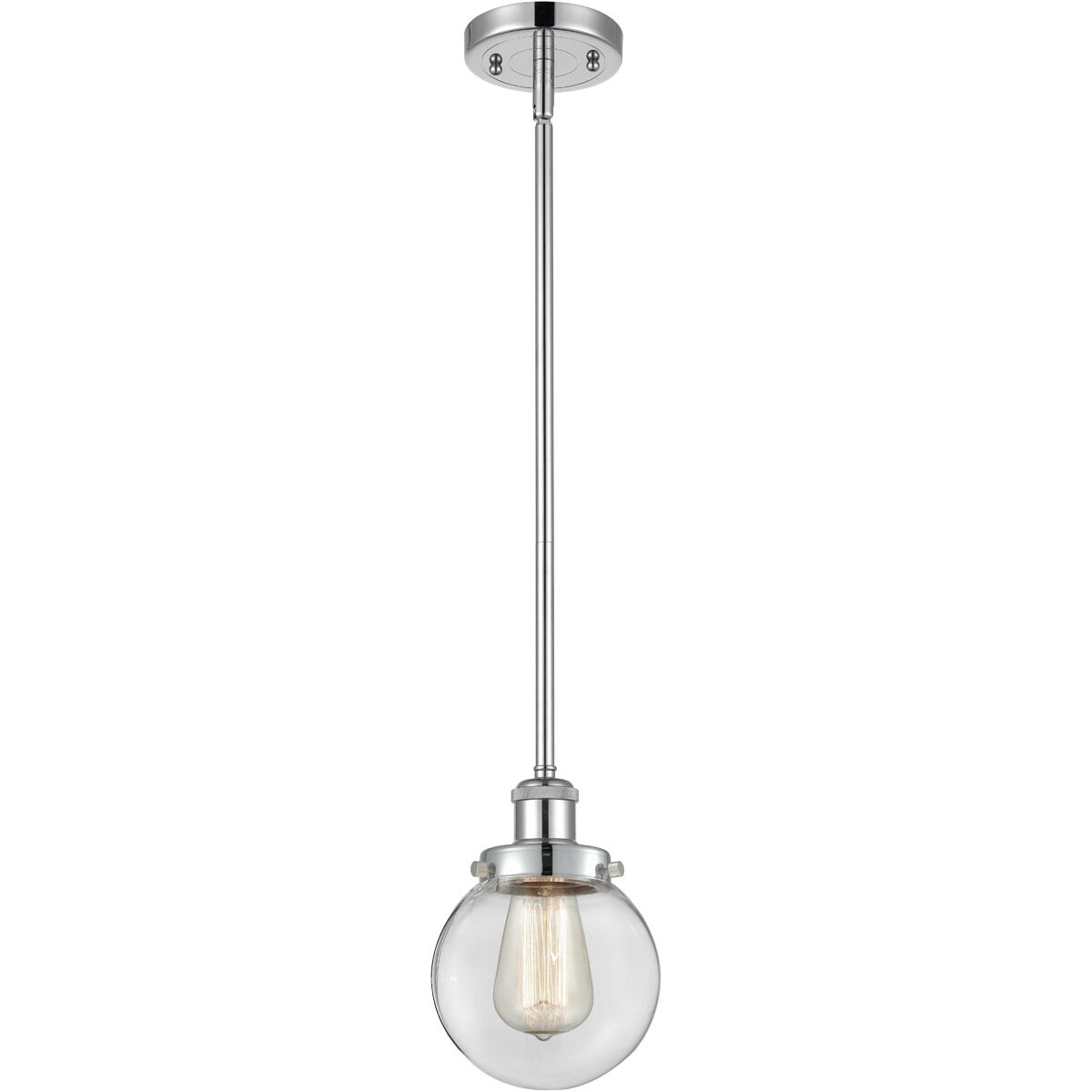 Ballston Beacon LED 6 inch Polished Chrome Pendant Ceiling Light in Clear Glass, Ballston