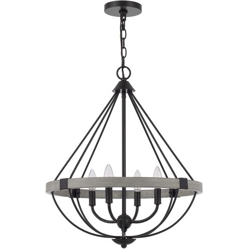 Somersworth 4 Light 20 inch White Washed/Black Chandelier Ceiling Light