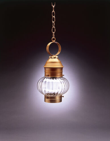 Onion 1 Light 8 inch Antique Copper Hanging Lantern Ceiling Light in Clear Seedy Glass