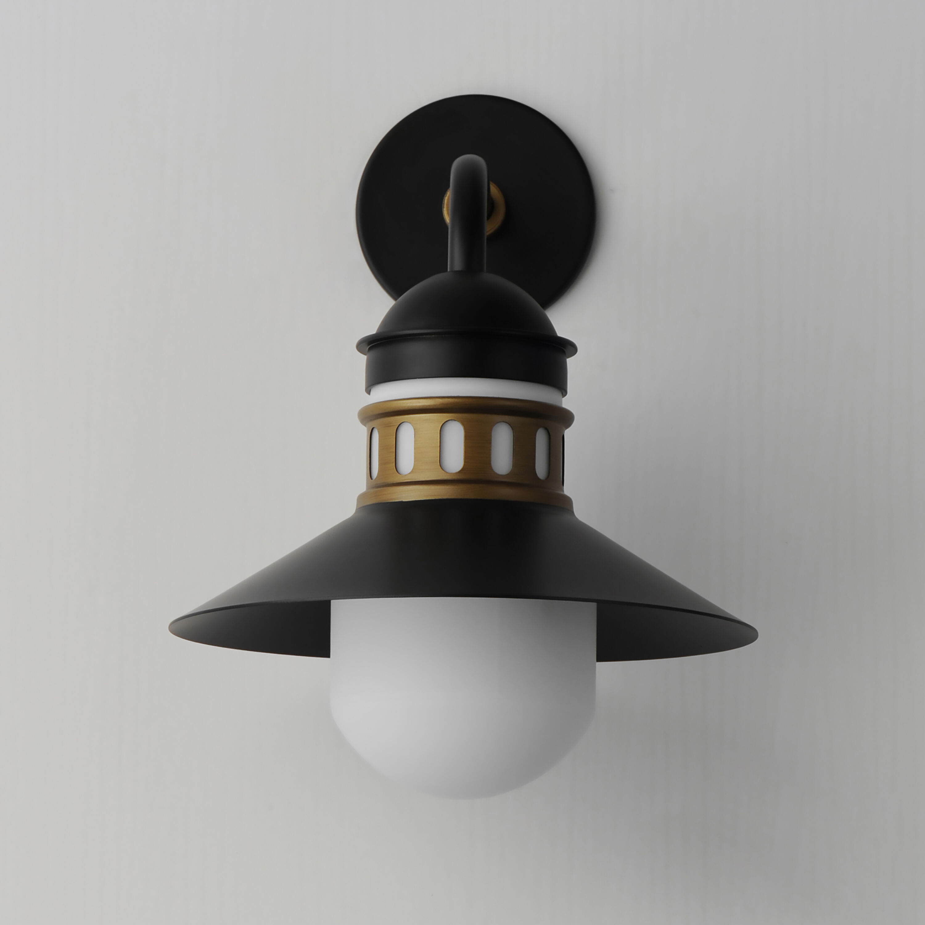 Admiralty 1 Light 16.75 inch Black and Antique Brass Outdoor Wall Mount