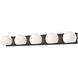 Willow 5 Light 39.38 inch Matte Black Bath Vanity Wall Light in Opal Glass