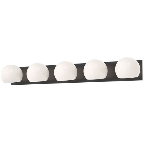 Willow 5 Light 39.38 inch Matte Black Bath Vanity Wall Light in Opal Glass