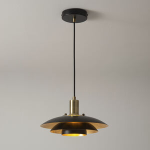 Rancho Mirage LED 15 inch Matte Black and Weathered Brass Pendant Ceiling Light, Small