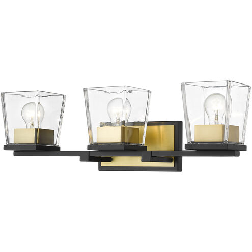 Bleeker Street 3 Light 25 inch Matte Black and Olde Brass Vanity Wall Light