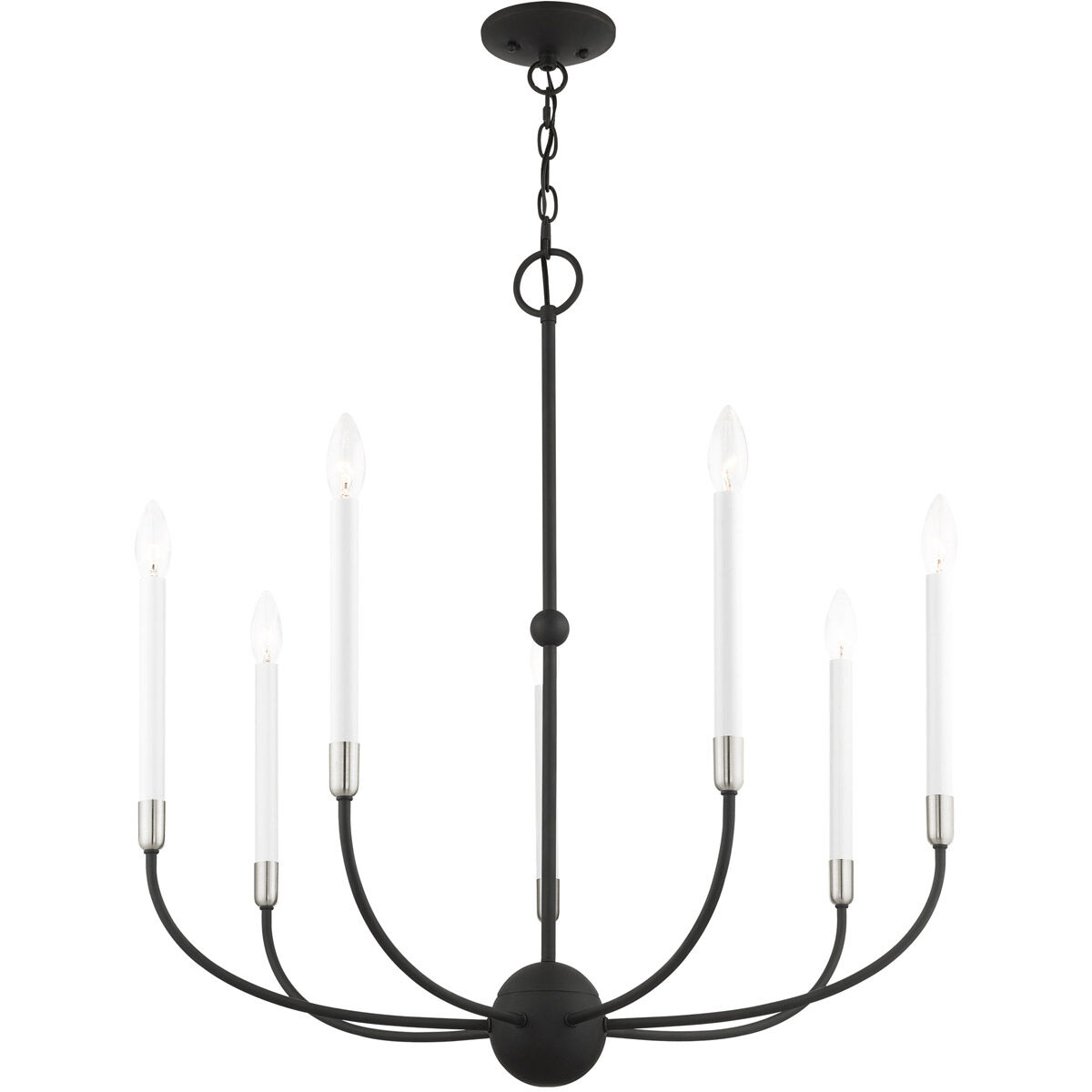 Clairmont 7 Light 28 inch Black with Brushed Nickel Accents Chandelier Ceiling Light