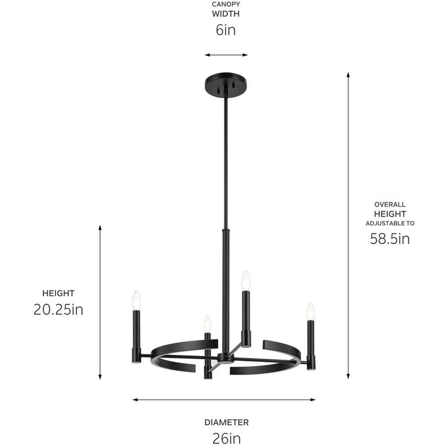 Tolani 4 Light Black Chandelier Ceiling Light