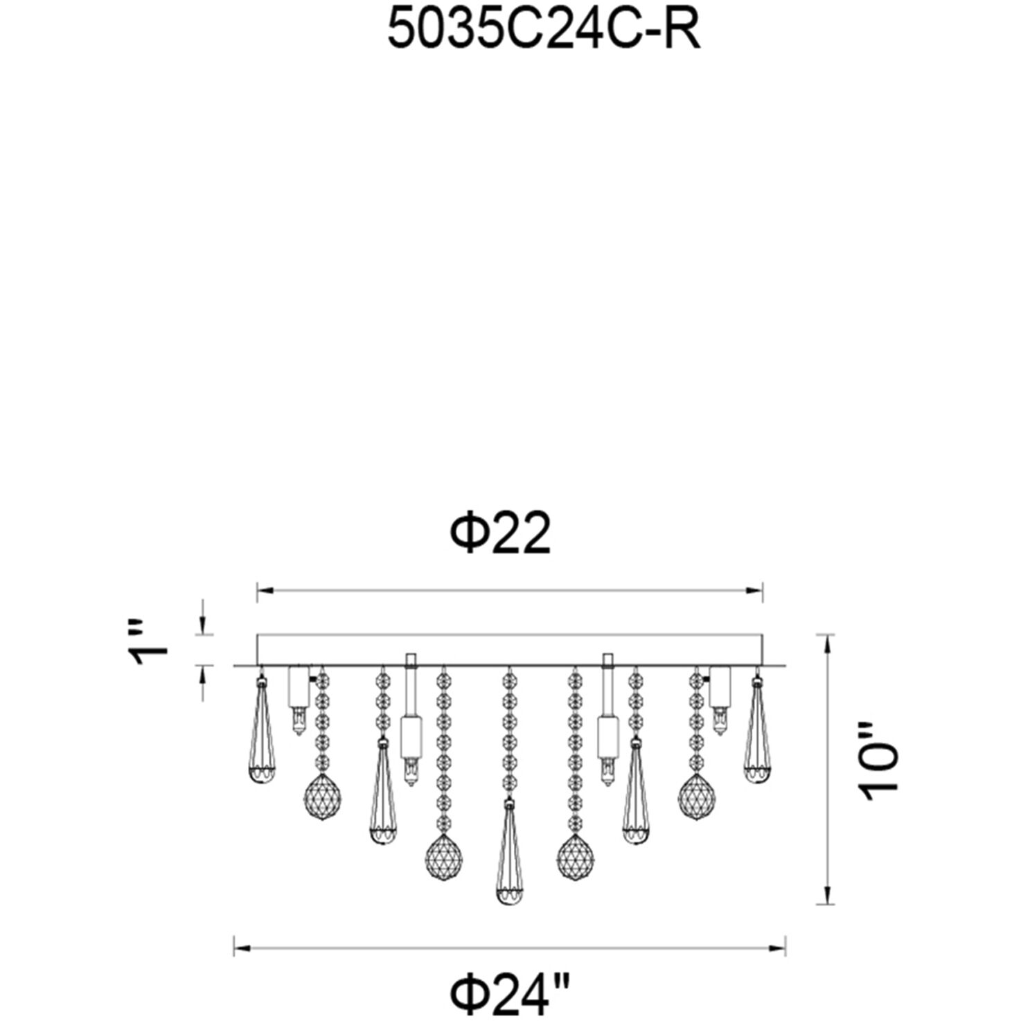 Brianna 12 Light 24 inch Chrome Flush Mount Ceiling Light
